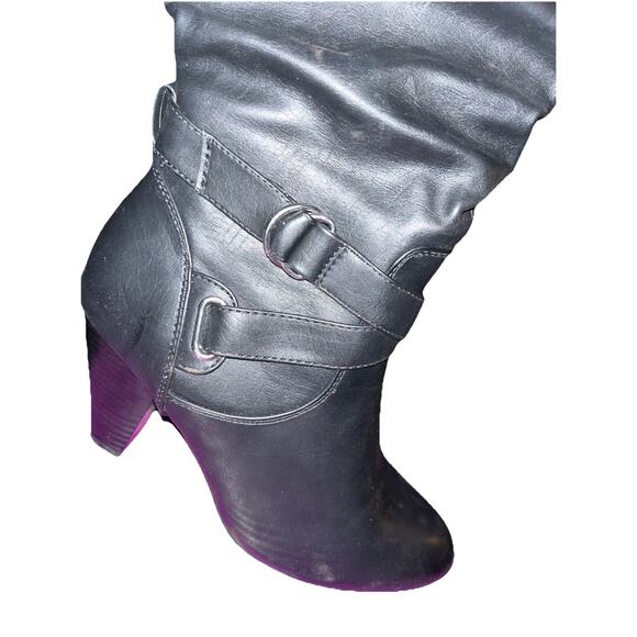 Rampage Ellesandra Faux Leather Knee High Boot BLACK Smooth Size 8 M, side Zip - Picture 3 of 16